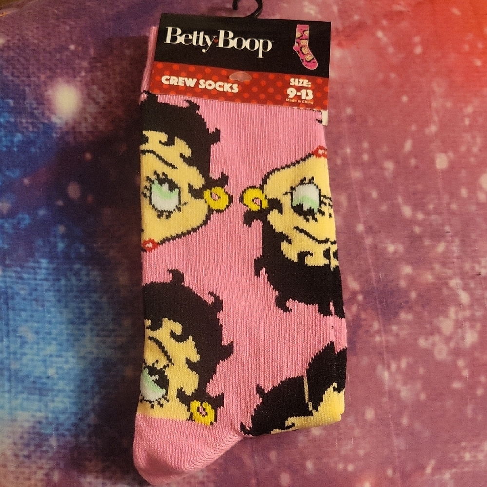 Betty Boop Pink and Yellow Crew Socks
